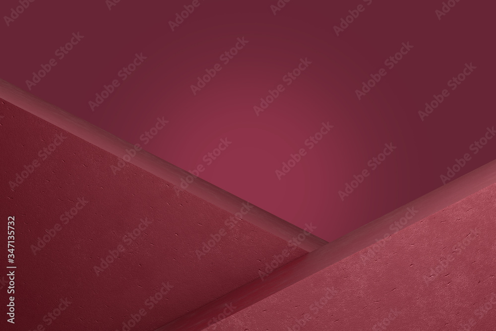 3D rendering unusual pedestal presentation advertising. Diagonal, inclined stone blocks, pyramid on background red wine color. Simple dynamic template with copy space. Simple concept for online store. 3D rendering unusual pedestal presentation advertising. Diagonal, inclined stone blocks, pyramid on background red wine color. Simple dynamic template with copy space. Simple concept for online store.