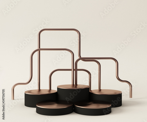 3D Rendering - Illustration white marble pedestal isolated on white background, modern minimal concept, empty stage, abstract geometry shape pastel color, Cosmetic background for product presentation.