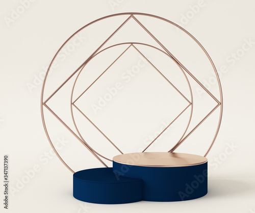 3D Rendering - Illustration white marble pedestal isolated on white background, modern minimal concept, empty stage, abstract geometry shape pastel color, Cosmetic background for product presentation.