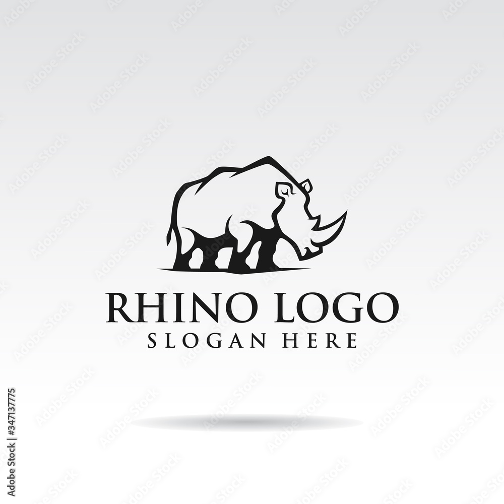 Rhino logo template design. flat style for brand t shirt. Vector illustrator eps.10