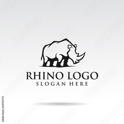 Rhino logo template design. flat style for brand t shirt. Vector illustrator eps.10