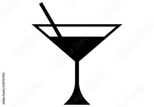 Icono de una copa de coktail sobre fondo blanco. photo