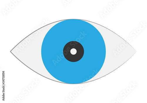 Ojo de color azul sobre fondo blanco.