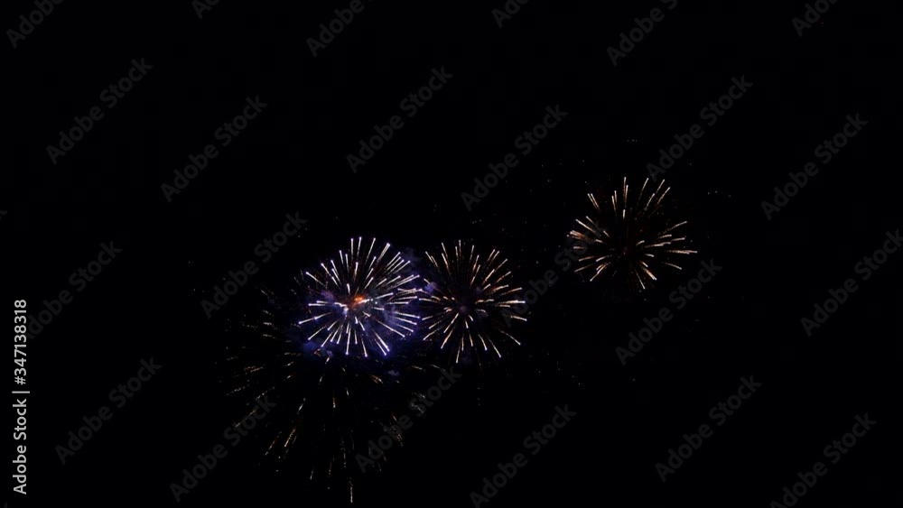 Abstract Fireworks show in the night sky, isolated on black background Abstract Fireworks show in the night sky, isolated on black background