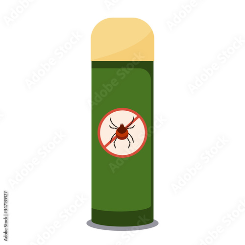 Tick protection in a bottle. Isolated on a white background. Vector graphics.