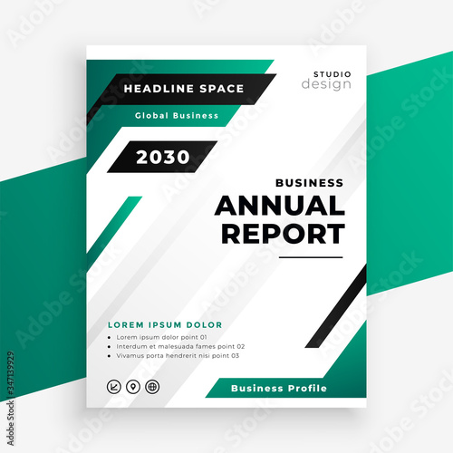 stylish turquoise color annual report business template