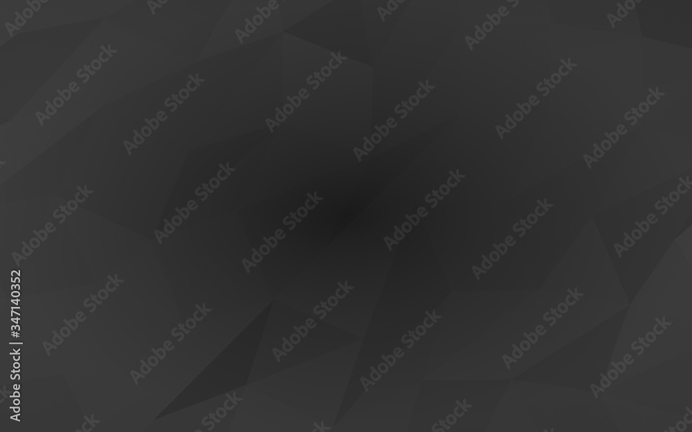 Black abstract background. Lowpoly backdrop. Gloomy crumpled paper. 3D illustration