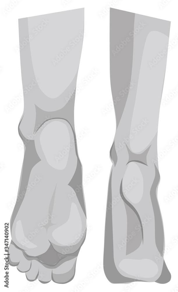 Beautiful drawing of the soles of the feet. Gray colors Beautiful drawing of the soles of the feet. Gray colors