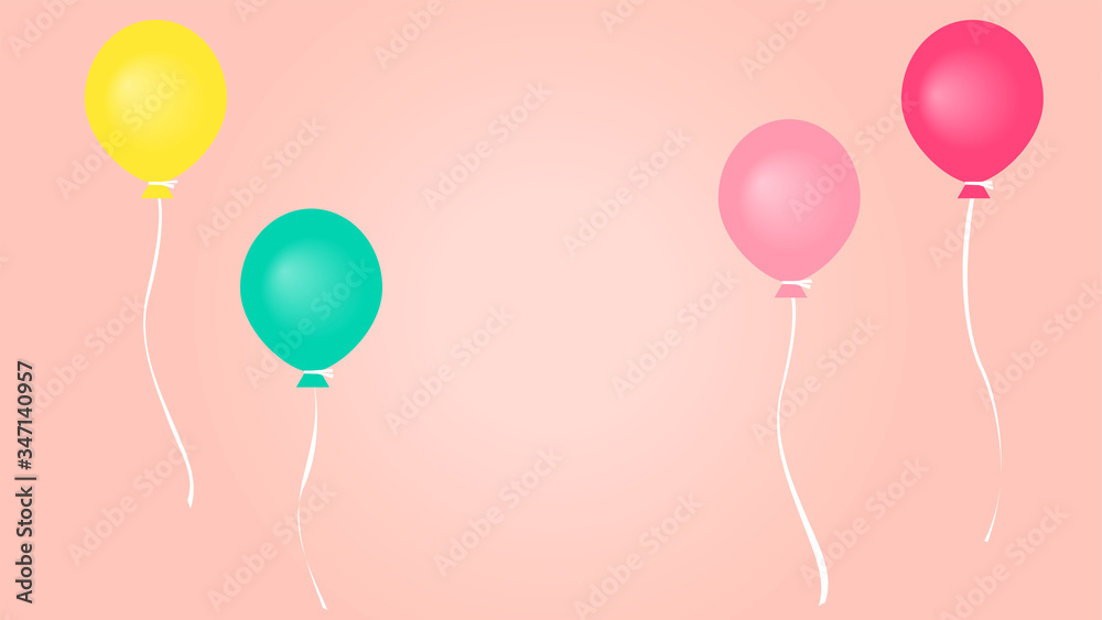 Balloons, holodays, birtyday party concept, 風船、バルーン、パーティー、誕生日、ピンクの背景