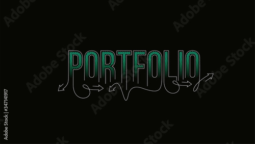 Portfolio Calligraphic line art Text banner poster vector illustration Design.