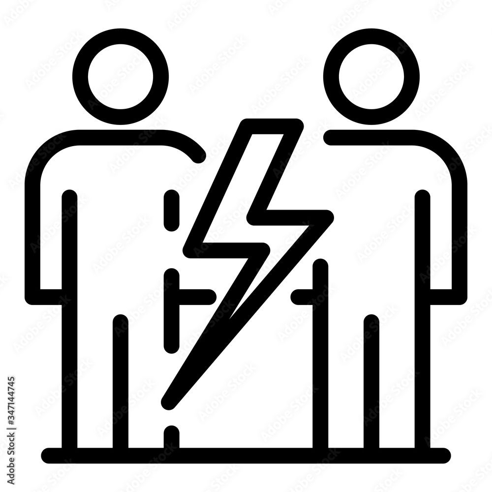 Lightning between people icon. Outline lightning between people vector icon for web design isolated on white background Lightning between people icon. Outline lightning between people vector icon for web design isolated on white background