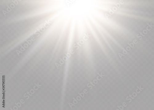 Star explosion vector illustration, glowing sun. Sunshine isolated on transparent background