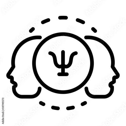 Two faces and psychology icon. Outline two faces and psychology vector icon for web design isolated on white background