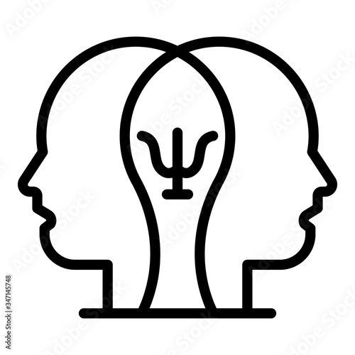 Two heads psychology icon. Outline two heads psychology vector icon for web design isolated on white background