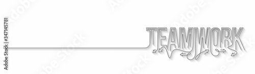 Teamwork Calligraphic line art Text banner poster vector illustration Design.