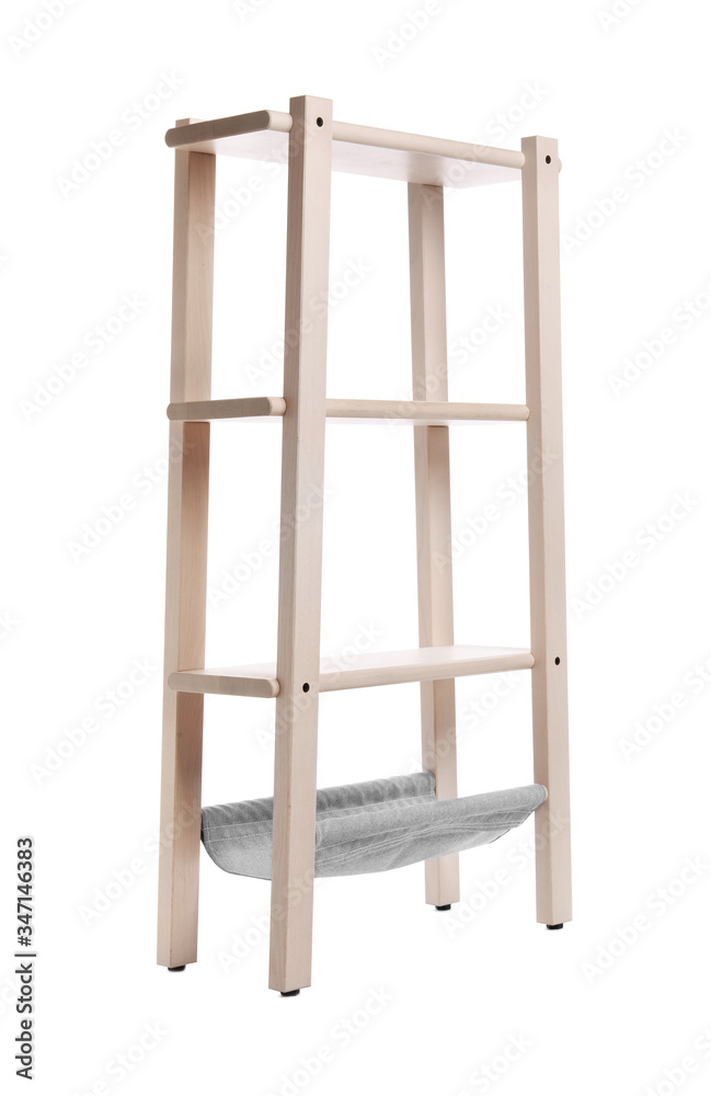 Empty wooden shelving unit isolated on white Empty wooden shelving unit isolated on white