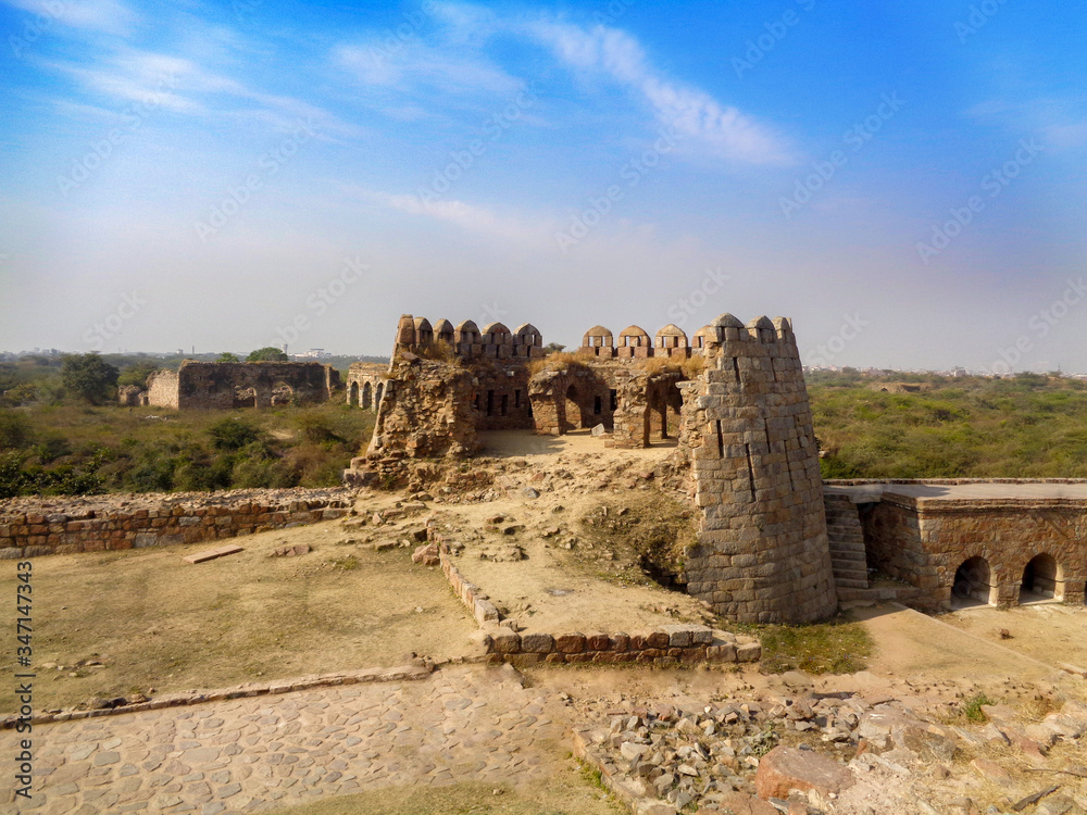 Tughlaqabad Fort vintage Mughal Architecture monument in delhi