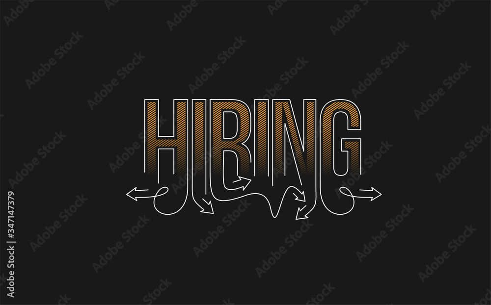 We are Hiring Calligraphic line art Text shopping poster vector illustration Design.