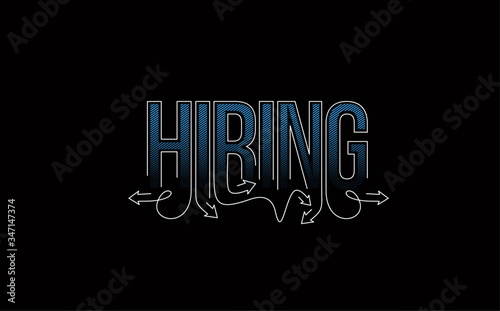 We are Hiring Calligraphic line art Text shopping poster vector illustration Design.