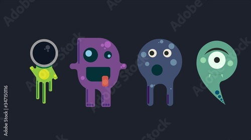 Flat design alien creatures from another galaxy