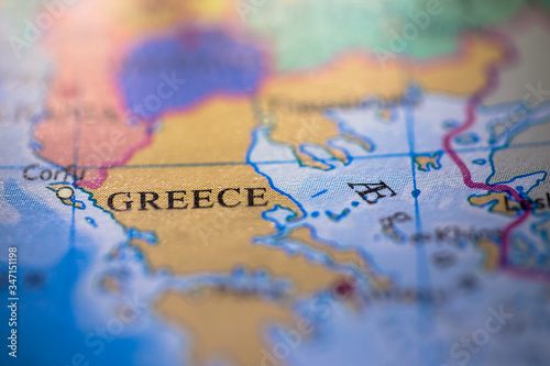 Geographical map location of country Greece in Europe continent on atlas