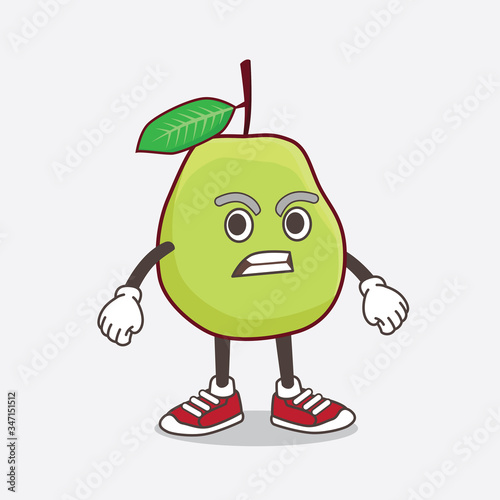Guava Fruit cartoon mascot character with angry face