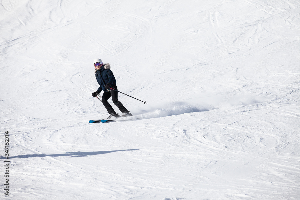 Skier in the Alps - black Skier in the Alps - black