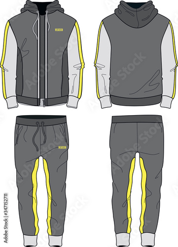Man Sport Suit jacket zipper and joggers pants template wear