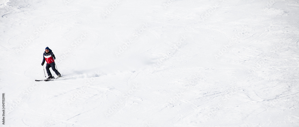 Skier in the Alps - red