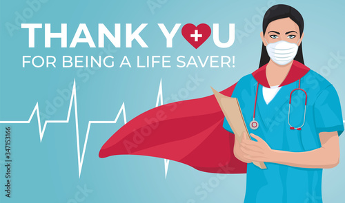 Thank you doctor and Nurses and medical personnel. Vector illustration