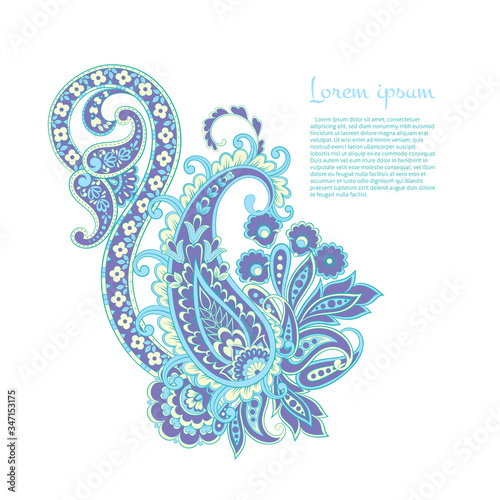 Damask isolated paisley vector floral ornament