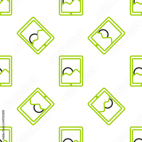 Line Graphic tablet icon isolated seamless pattern on white background.  Vector Illustration