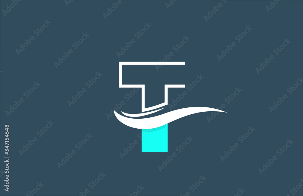 T blue white alphabet letter logo icon for company with swoosh design T blue white alphabet letter logo icon for company with swoosh design
