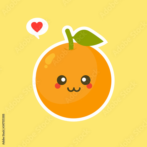 Cute happy orange fruit set. Isolated on white background. Vector cartoon character illustration design,simple flat style.