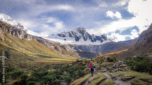 Trekking in the Cordillera Blanca in Peru photo