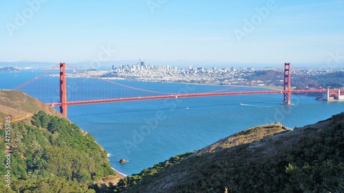 Golden Gate Bridge with Skyline captured from the Marin Headlands.