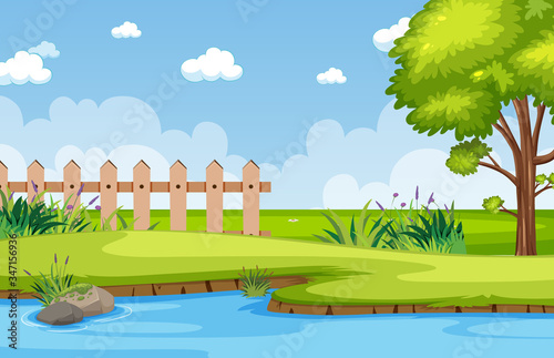 Background scene with river in the park