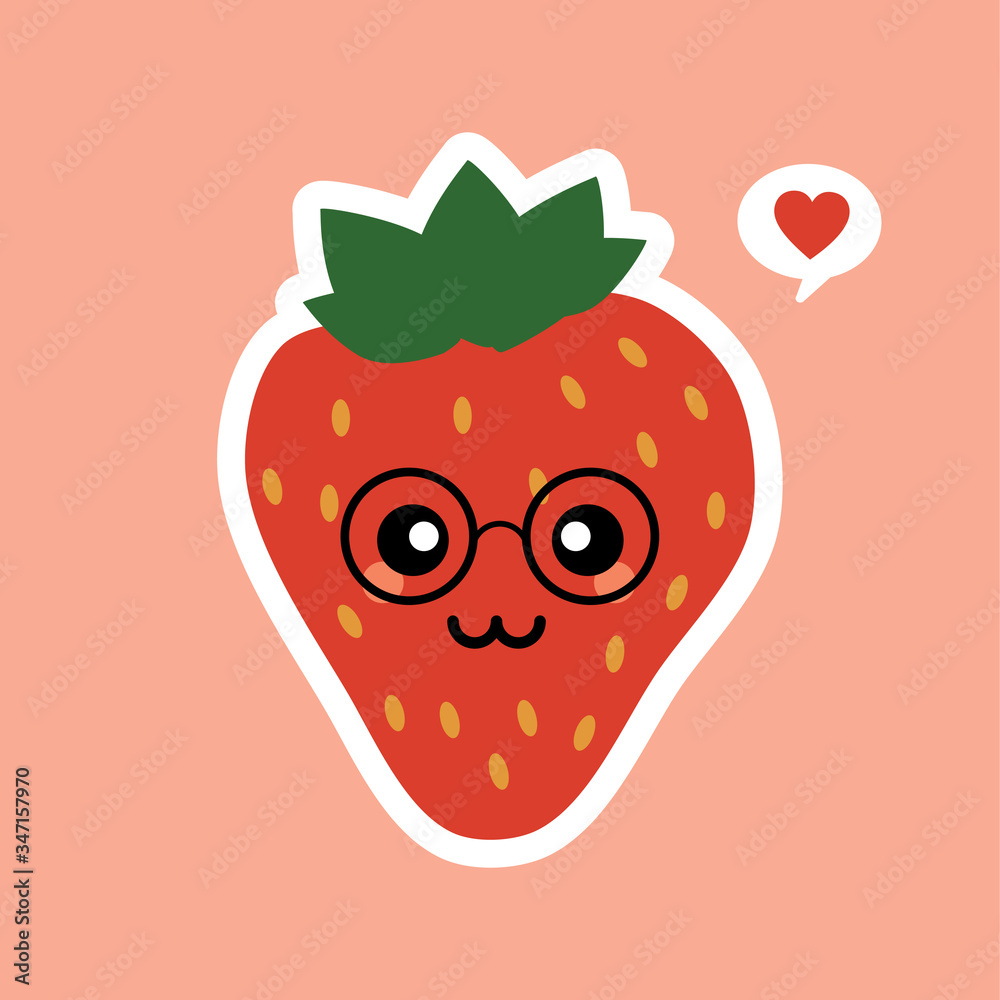 Cute happy strawberry character emoticon Cute happy strawberry character emoticon