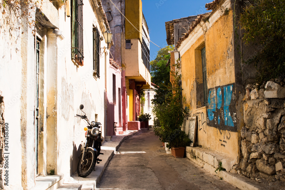 Narrow street in Athens, Greece