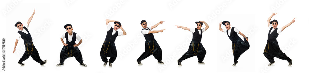Funny young man dancing isolated on white Funny young man dancing isolated on white