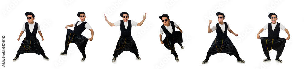 Funny young man dancing isolated on white Funny young man dancing isolated on white