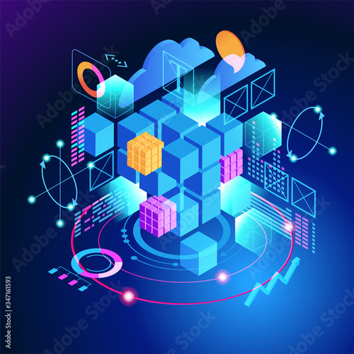 Programming web banner. Technology process of Software development