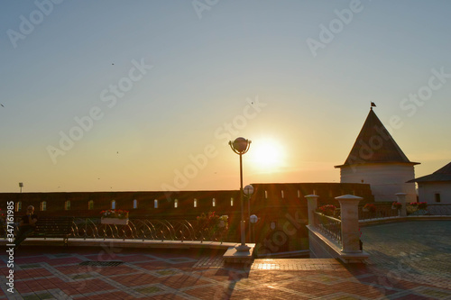 At sunset on the territory of the Kazan Kremlin