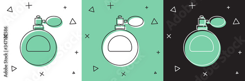 Set Perfume icon isolated on white and green, black background.  Vector Illustration