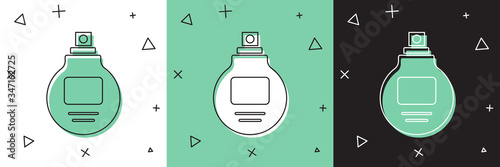 Set Perfume icon isolated on white and green, black background.  Vector Illustration