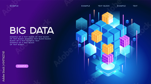 Data visualization concept. 3d isometric vector illustration. Page template. 