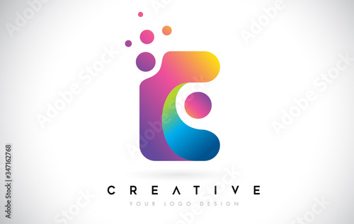 Dots Letter E Logo. E Letter Design Vector with Dots.Vector Lettering Illustration of a Colorful Alphabet with Bubbles.