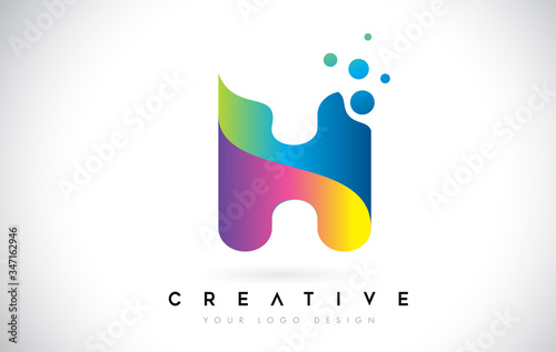 Dots Letter H Logo. H Letter Design Vector with Dots.Vector Lettering Illustration of a Colorful Alphabet with Bubbles.