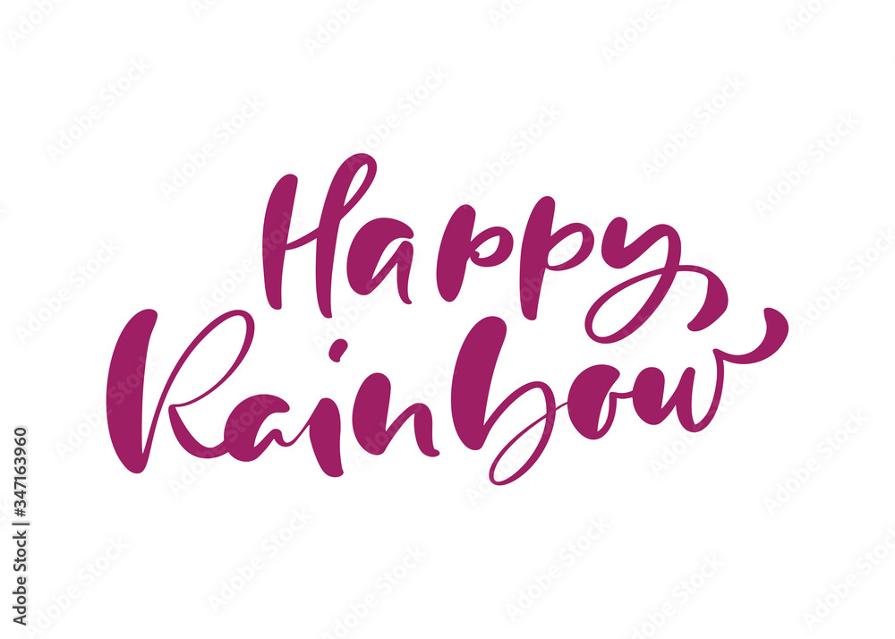 Happy Rainbow calligraphy lettering text for social media content. Vector hand drawn illustration design for style poster, t shirt print, post card, video blog cover