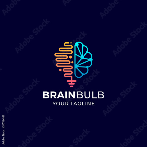 brain bulb logo vector design template